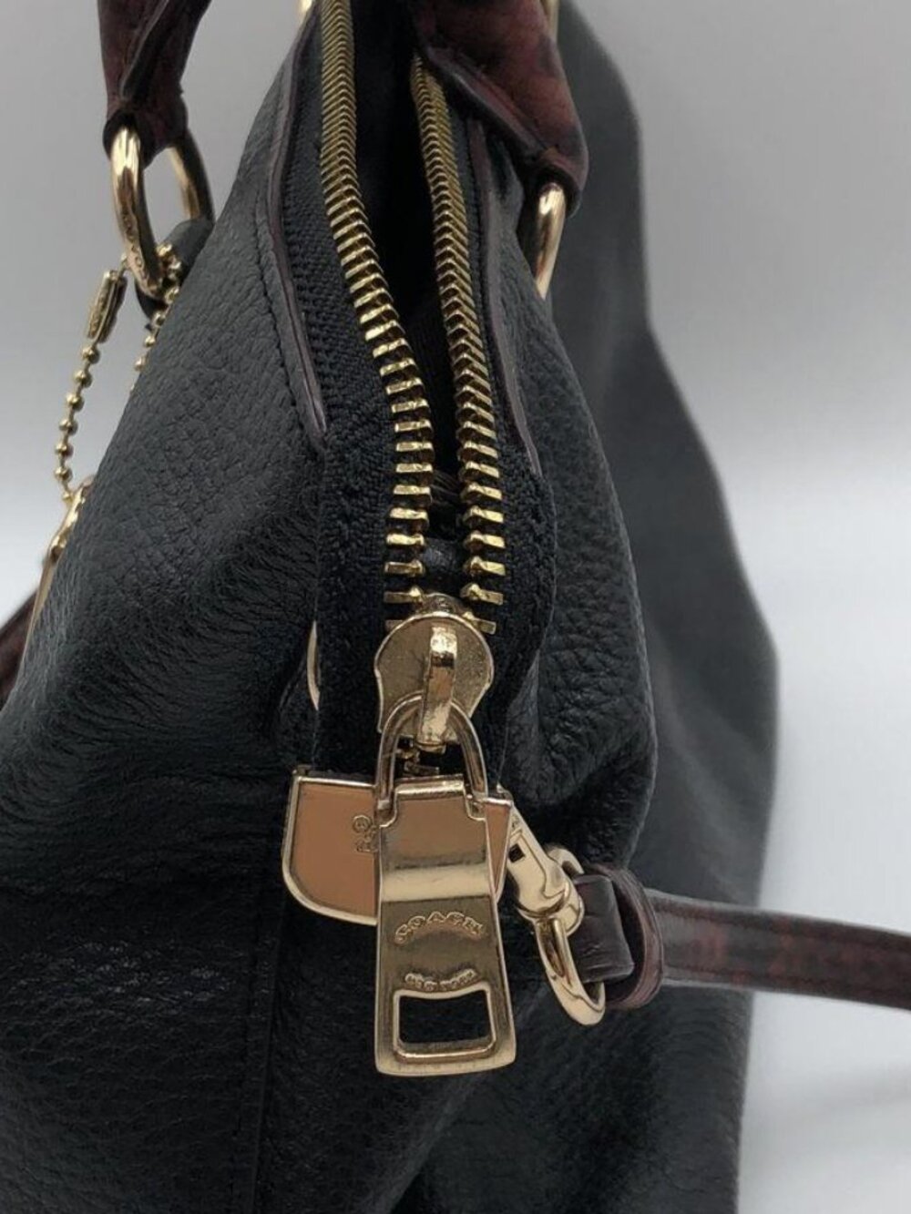 Coach Mini Emma Satchel Leather Exotic Snake Trim Signature Canvas Bag - Picture 2 of 5